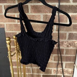 Anthropologie Black Smocked Crop Top